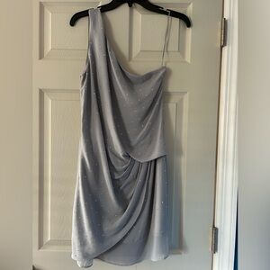 Express One-Shoulder Gray Dress with Embellishments
